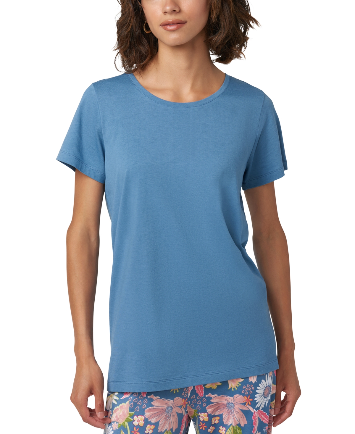 Women's Solid Short-Sleeve Scoop-Neck Pajama T-Shirt - Coronet Blue