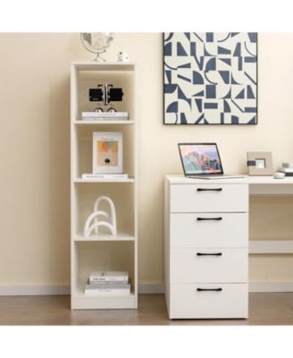 5 Tiers 4-Cube Narrow Bookshelf with 4 Anti-Tipping Kits