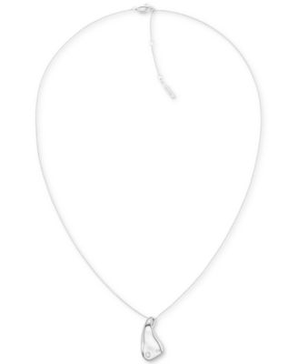 Stainless Steel Pav&eacute; Nugget Pendant Necklace & Stud Earrings Set 