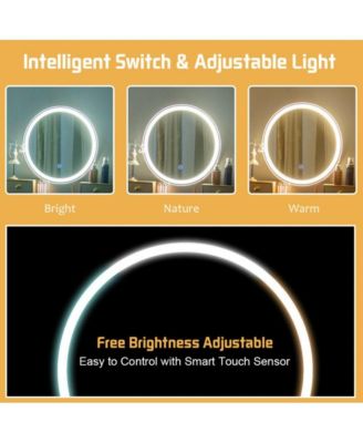 Makeup Vanity Table Set with Touch Screen Dimming Mirror and 3 Color Lighting Modes