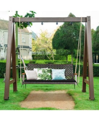 2-Person Rattan Hanging Porch Swing Chair