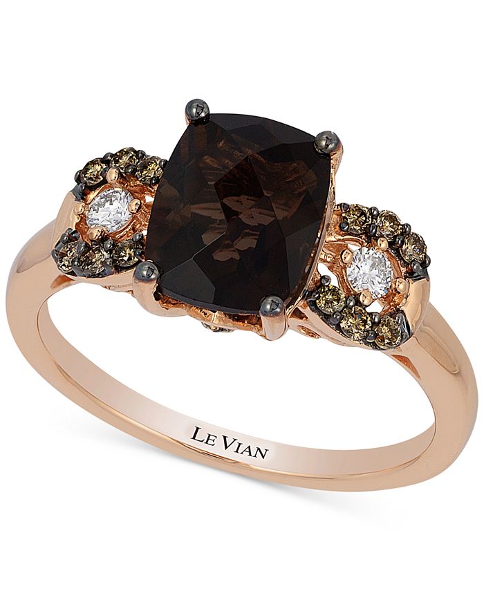 Le Vian Chocolatier® Chocolate Quartz (1-9/10 ct. .) and Diamond (1/5  ct. .) Ring in 14k Rose Gold, Created for Macy's & Reviews - Rings -  Jewelry & Watches - Macy's