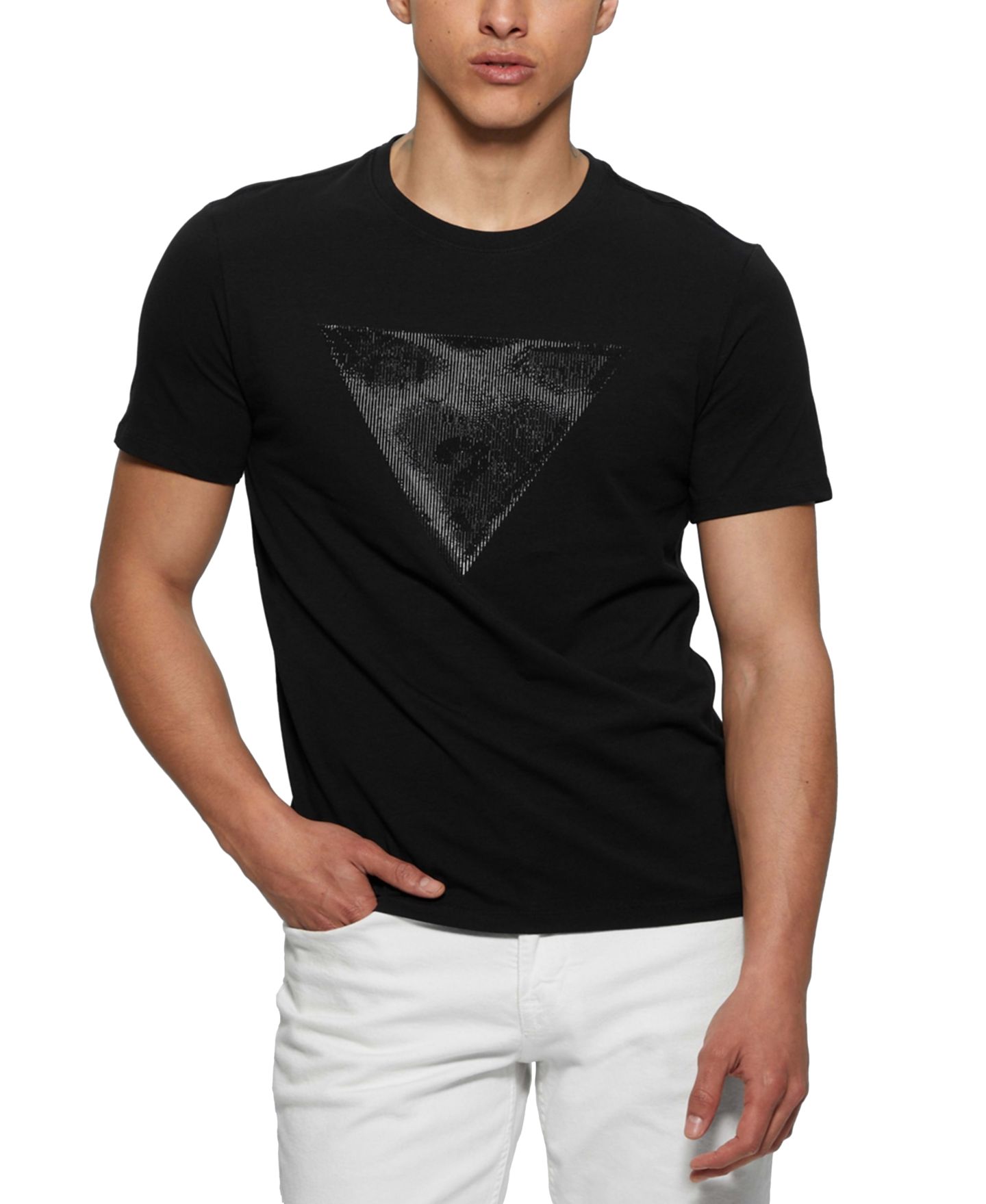 Мужская футболка GUESS Eco Triangle Crewneck, цвет: Угольно-чёрный — фото 4