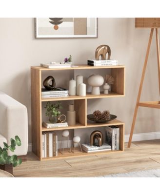 Concave Bookshelf 3-Shelf Open Bookcase with Anti-Toppling Device for Living Room Study Office