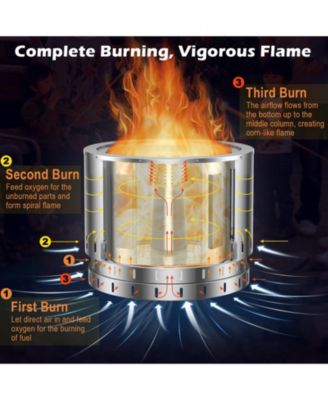 Smokeless Stainless Steel Fire Pit with Ash Pan for Yard Camping