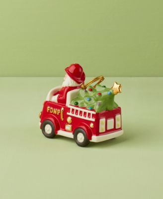 Santa in Fire Truck Ornament