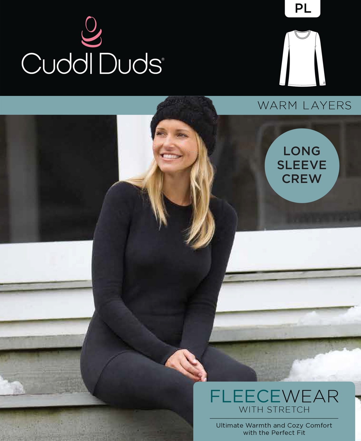 CUDDL DUDS FLEECEWEAR STRETCH CREWNECK TOP 