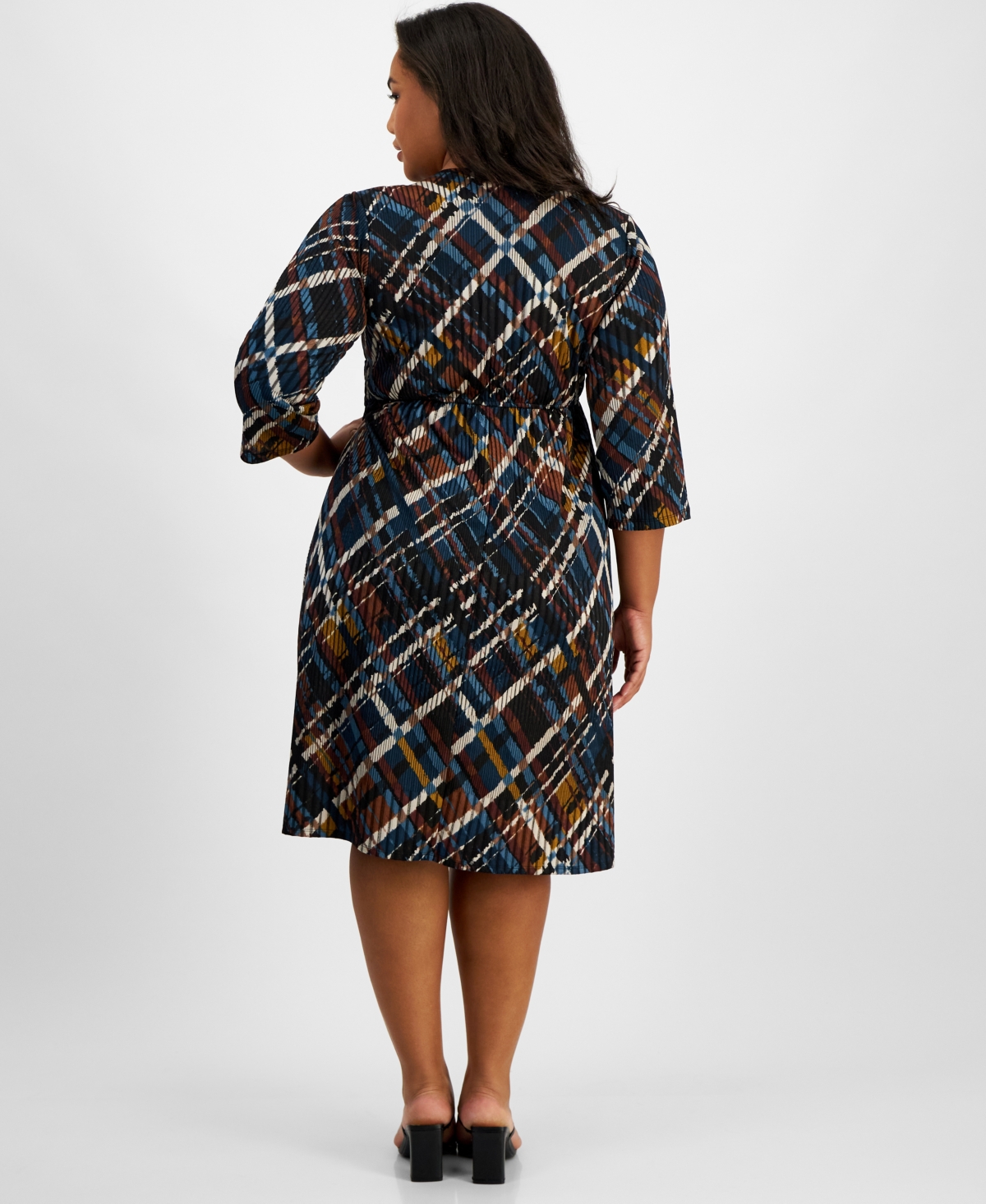 Robbie Bee Plus Size V-Neck Jersey Midi Fit & Flare Dress