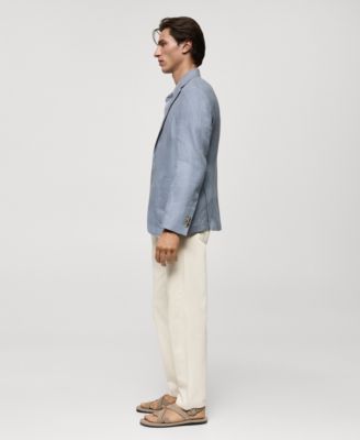 MANGO Men's Herringbone Linen Suit Jacket