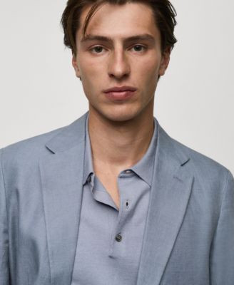 MANGO Men's Herringbone Linen Suit Jacket