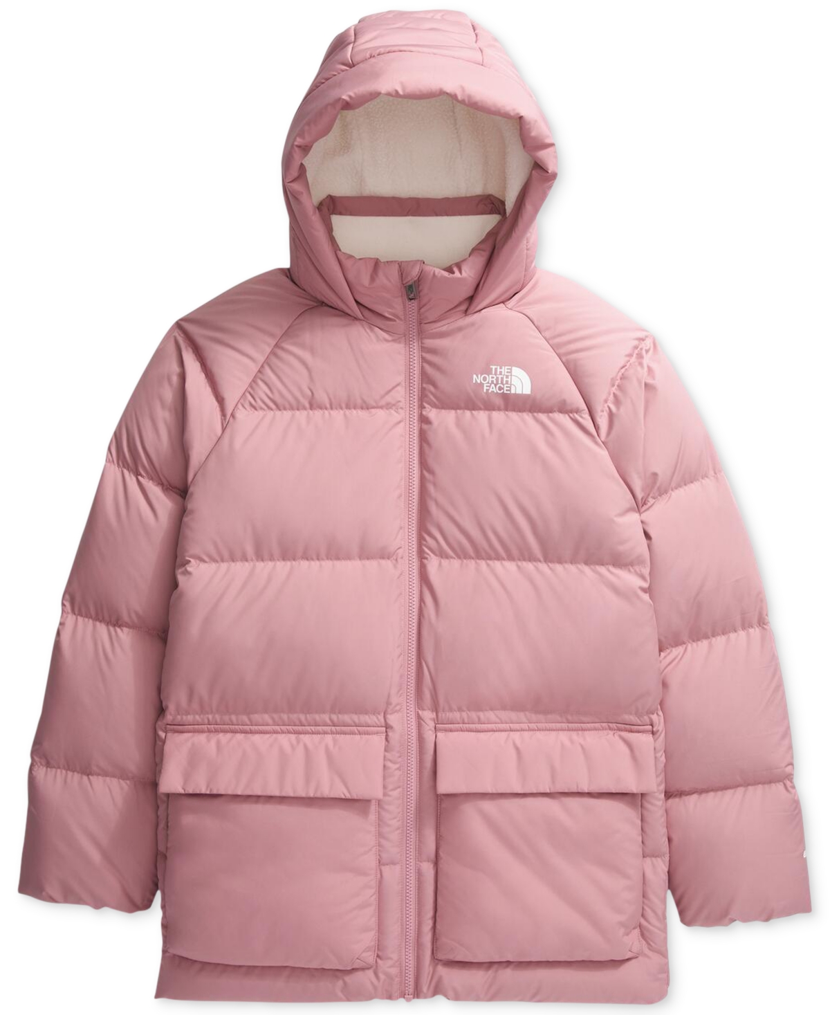 The North Face Big Girls North Quilted Fleece-Lined Full-Zip Hooded Short Down Parka