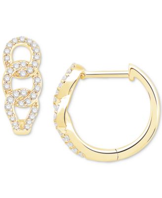 Diamond Triple Link Hoop Earrings (1/4 ct. t.w.) in 10k Gold