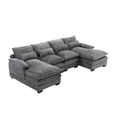 Modern Large chenille Fabric U-Shape Sectional Sofa