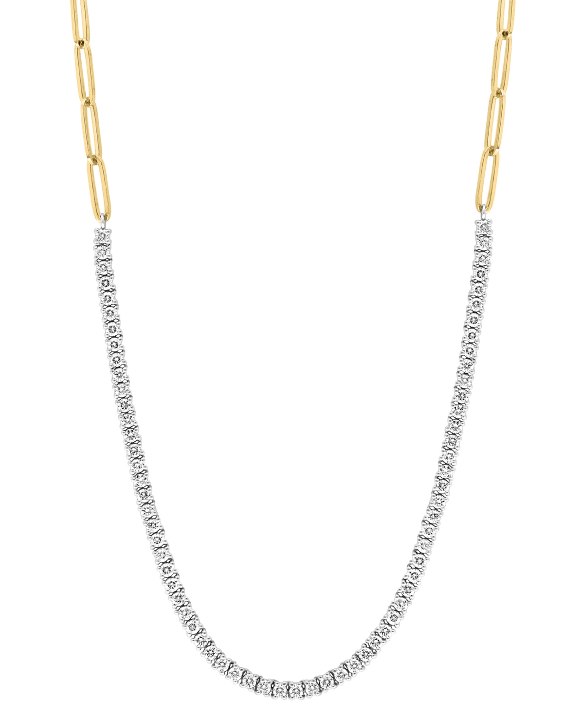 Effy Collection Effy Diamond Paperclip Link 18" Collar Necklace (2 Ct. T.w.) In 14k Two-tone Gold In Ylw,wht Go