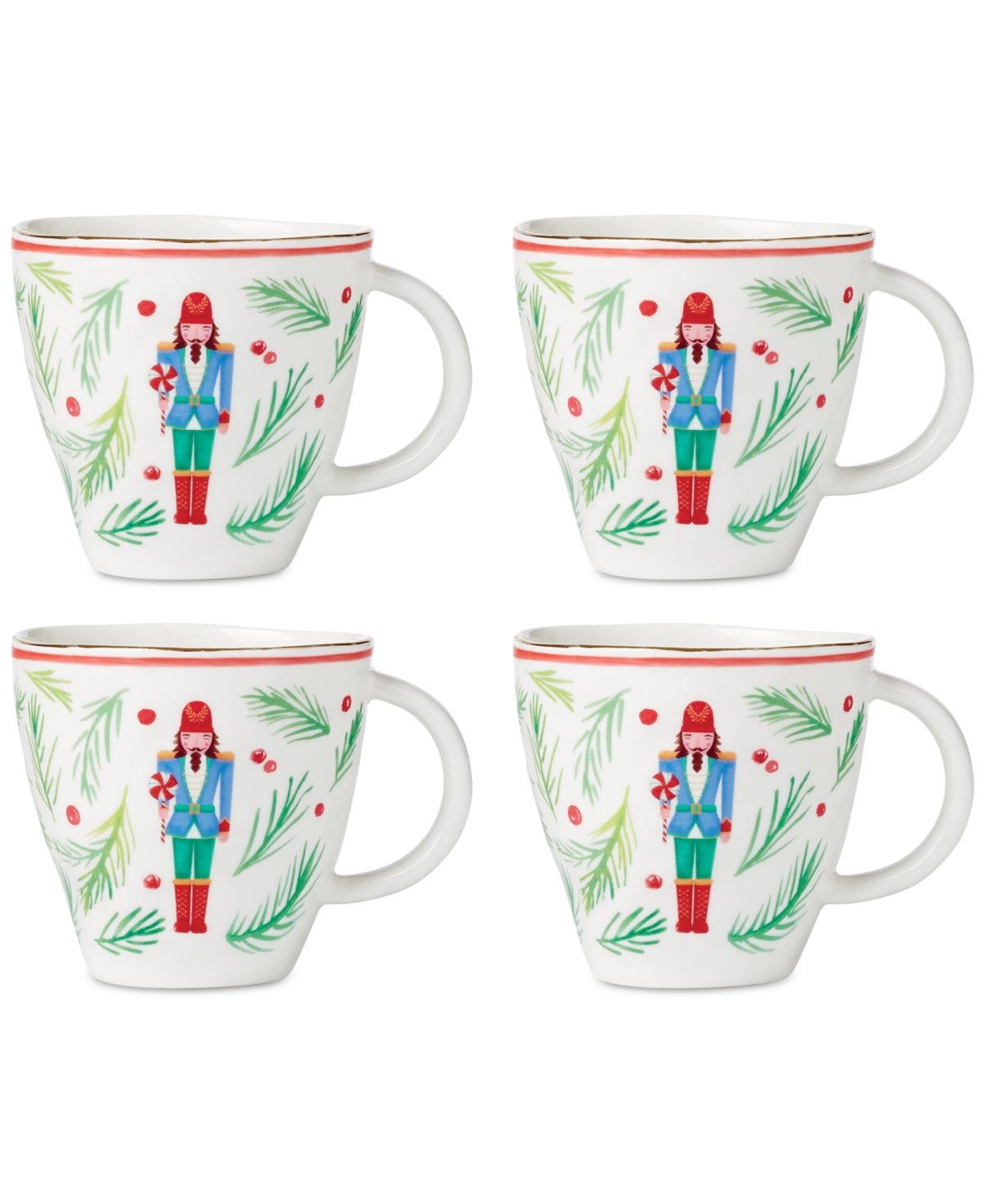 Lenox Nutcracker Porcelain Mugs, Set Of 4 In White