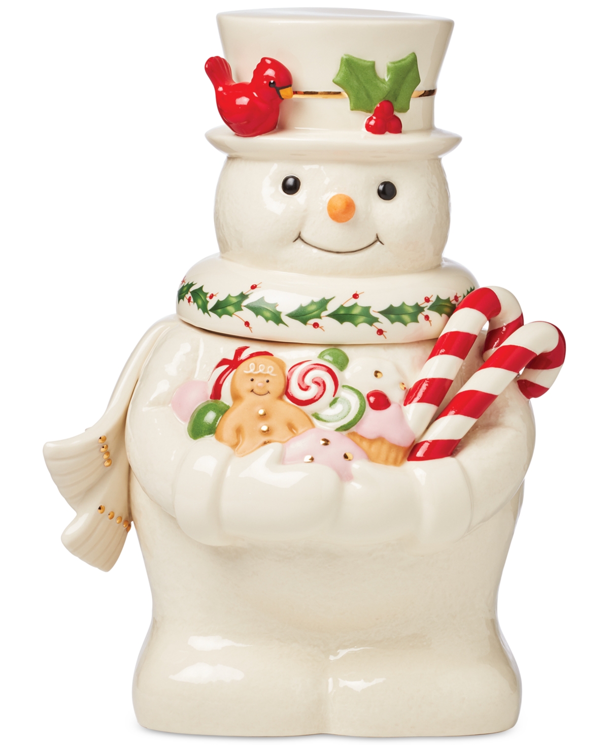 Lenox Happy Hollydays Snowman Cookie Jar In Ivory