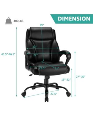 400 Pounds Big and Tall Adjustable High Back Leather Office Chair