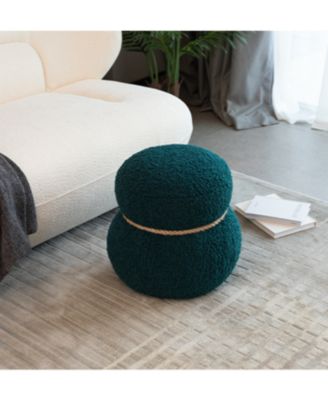 Dark Green Snowman Stool with Plush Cushion