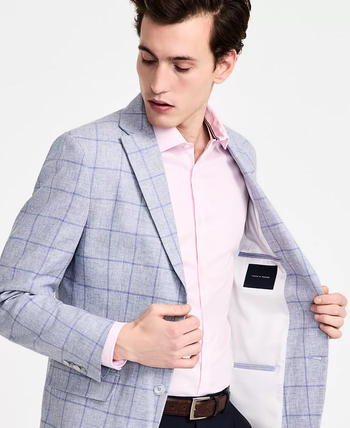 Men's Modern-Fit Linen-Blend Windowpane Sport Coat - thumbnail 3