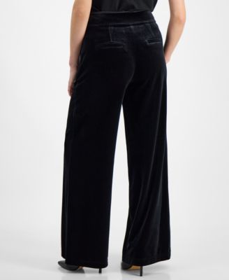 Petite Velvet High-Rise Wide-Leg Pants, Created for Macy's