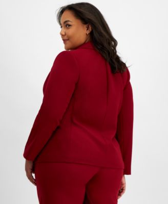 Plus Size Long-Sleeve One-Button Blazer