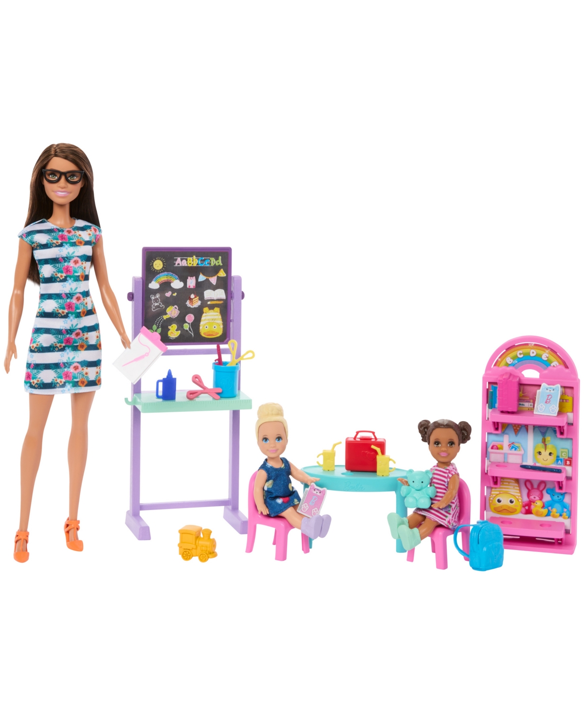 BARBIE I LOVE SCHOOL CLASSROOM PLAYSET WITH 1 FASHION DOLL, 2 SMALL DOLLS 20+ ACCESSORIES 