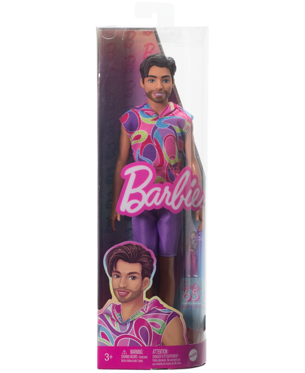 Barbie Fashionistas 65th Anniversary Ken Doll 227, Brunette Fashion Doll with Totally Hair-Inspired Look - Multi-color