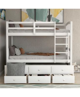 Twin Bunk Bed with Trundle and Drawers