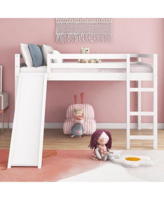 Loft Bed with Slide, Multifunctional Design, Full