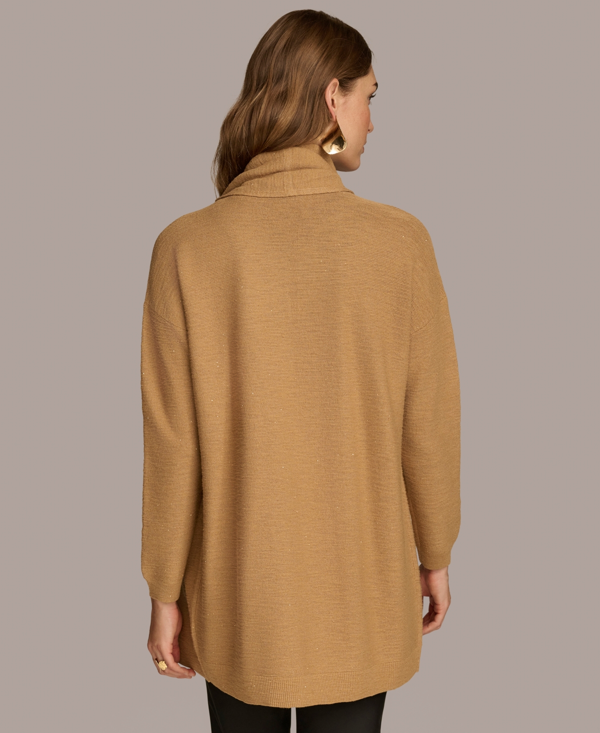 Donna Karan New York Women's Micro-Sequin Scarf Neck Cardigan