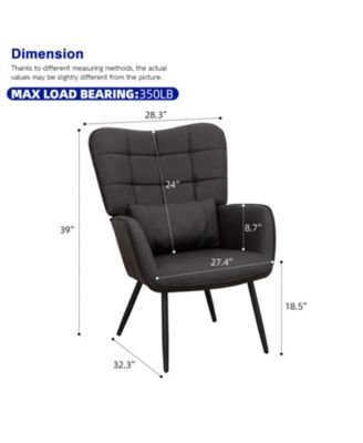 Modern Leather Accent Chair with High Back and Metal Legs