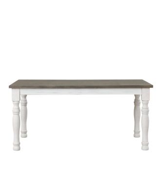 Ebret Farmhouse Two-tone Distressed Wood Dining Table, Brown and White