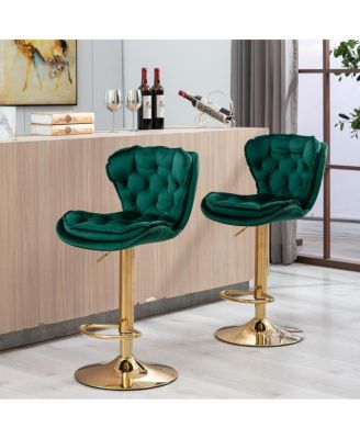 Adjustable Swivel Bar Stools with Chrome Base (Set of 2)