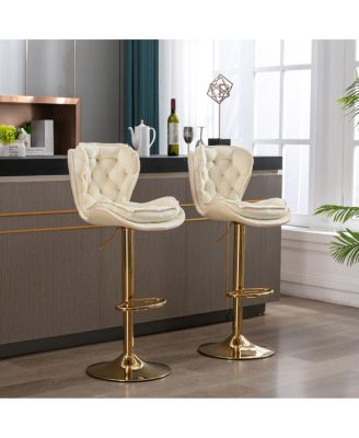 Adjustable Swivel Bar Stools with Chrome Base (Set of 2)