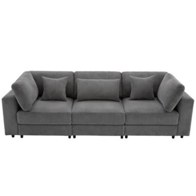 Corduroy Sofa with Ample Armrests (36.25"W)