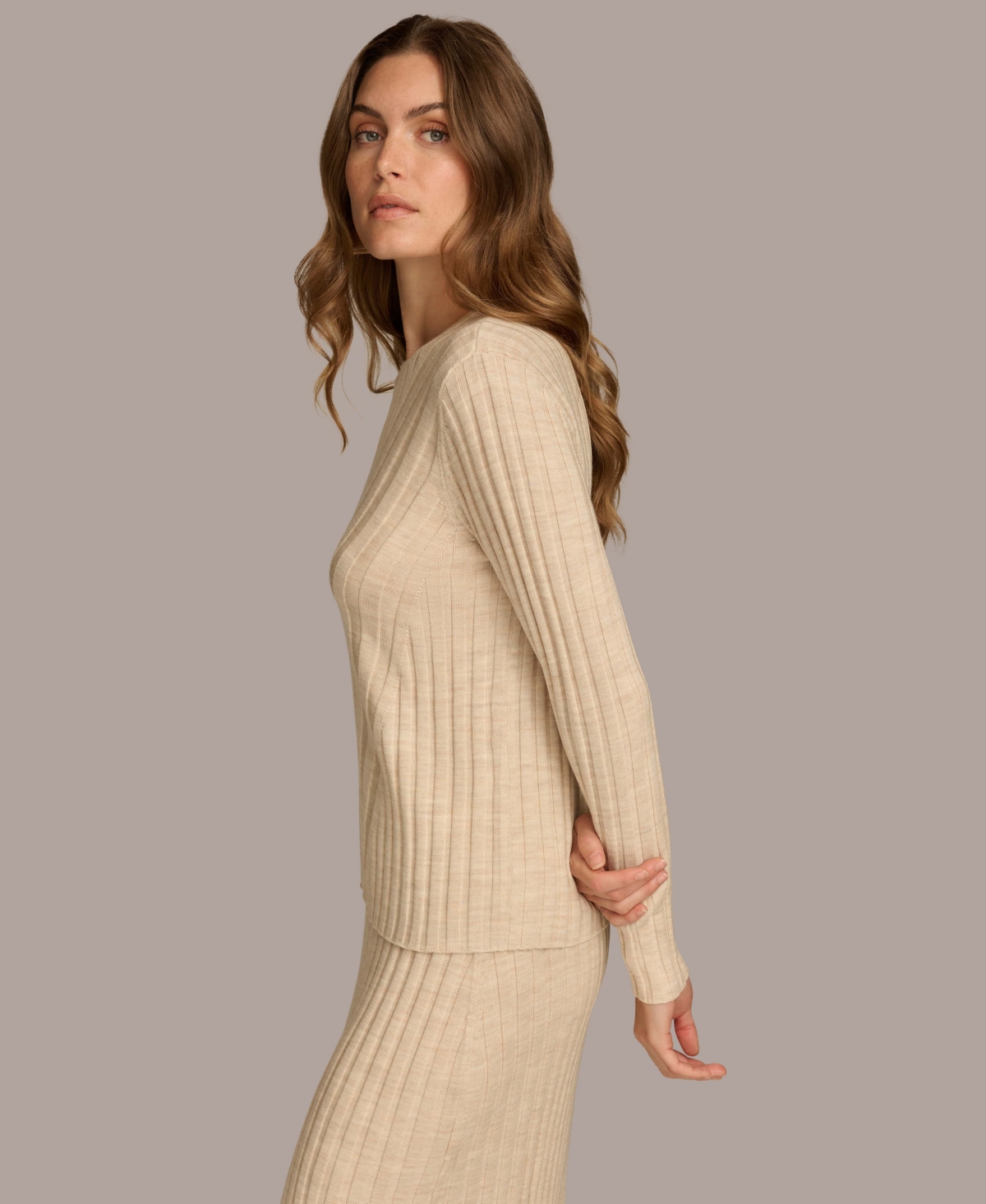 Donna Karan New York Women's Rib Knit Wool Sweater