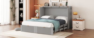 Streamdale Murphy Bed with Drawer, Sockets, USB Ports in Gray