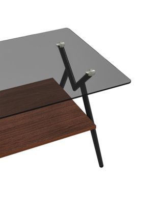 Streamdale Modern Glass Coffee Table with MDF Shelf