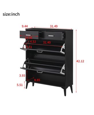 Modern Freestanding Shoe Cabinet with Flip Drawers and Ample Storage