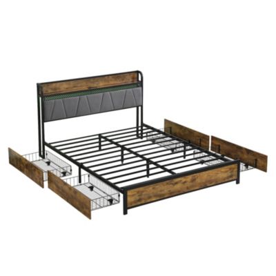 Queen Bed Frame with Storage and Tech