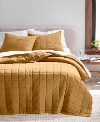 Oake Stonewashed Check Coverlet Sets Created For Macys In Charcoal