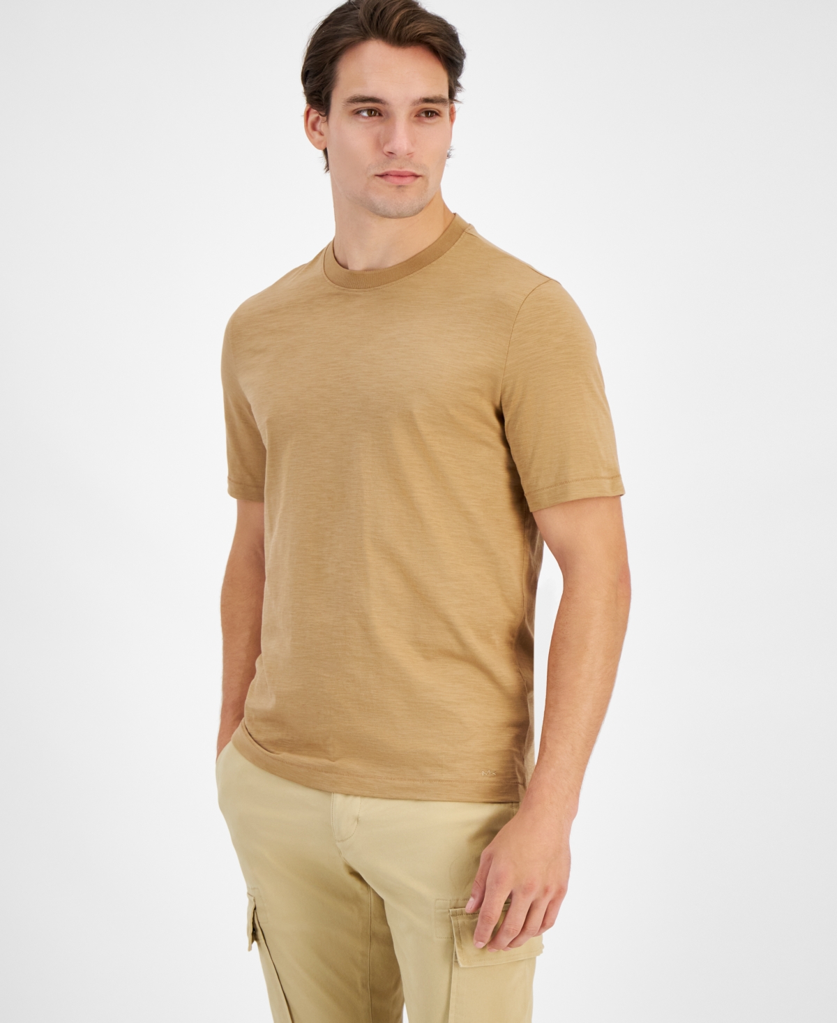 Michael Kors Men's Refine Textured Crewneck T-shirt In Gold