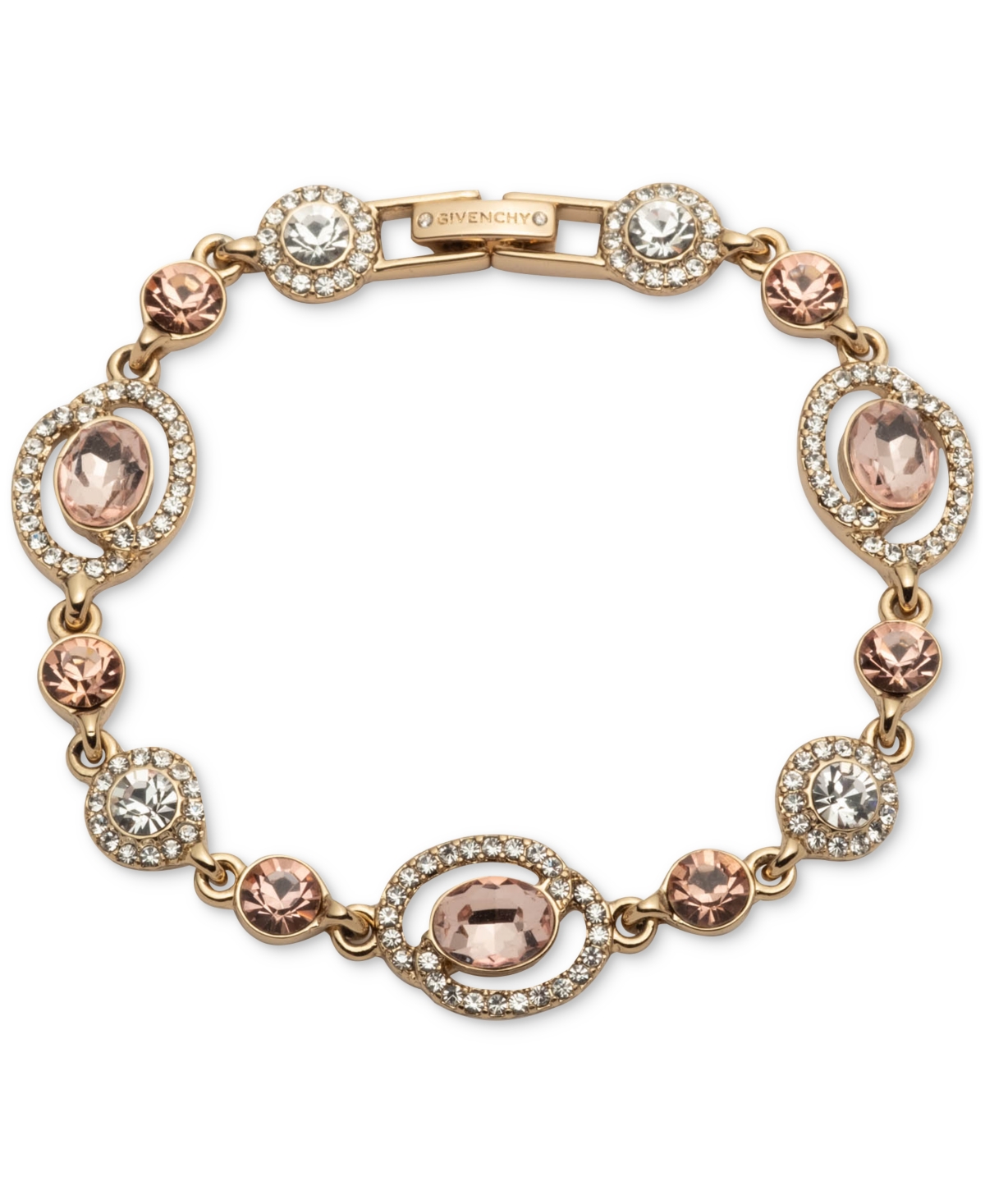 Givenchy Stone Crystal Oval Round Halo Bezel Fancy Link Bracelet Denim Smart Closet