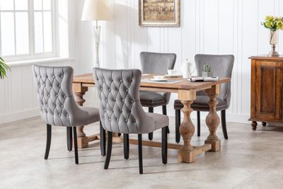 Set of 2 Upholstered Wingback Dining Chairs