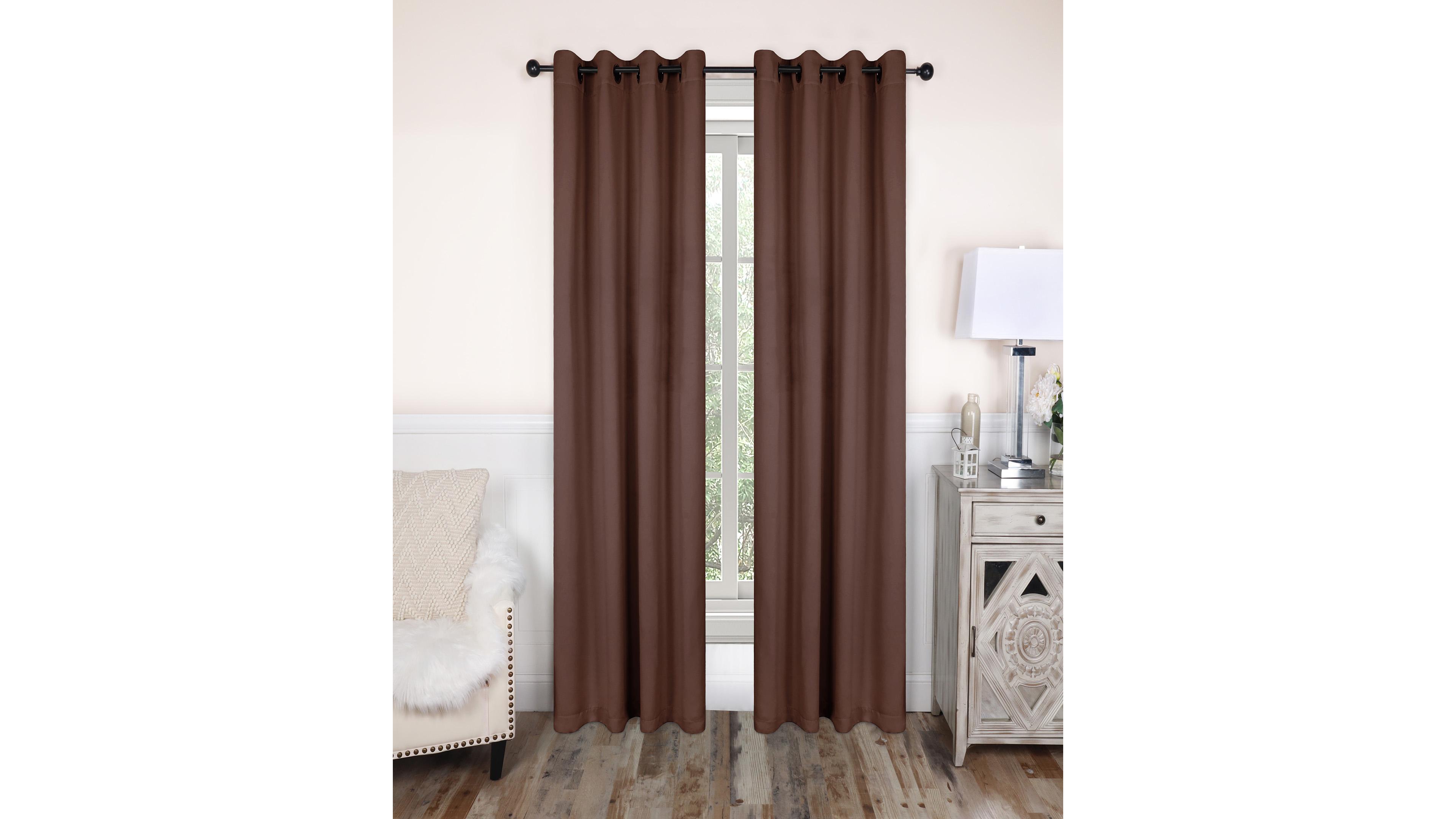 Superior Solid Classic Modern Wrinkle Resistant Room Darkening 2-Piece Curtain Set with Grommet Header Top, 52" X 120"