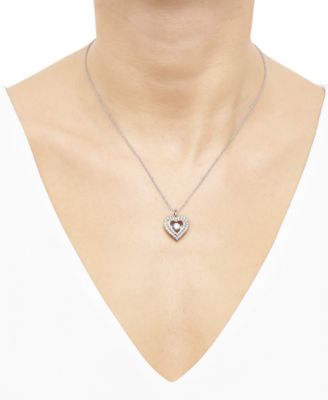 Lab Grown Diamond Double Heart Halo Pendant Necklace (1-1/4 ct. t.w.) in 14k White Gold, 16" +2" extender