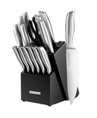 15 Piece Stainless Steel Knife Set with Block and Sharpener
