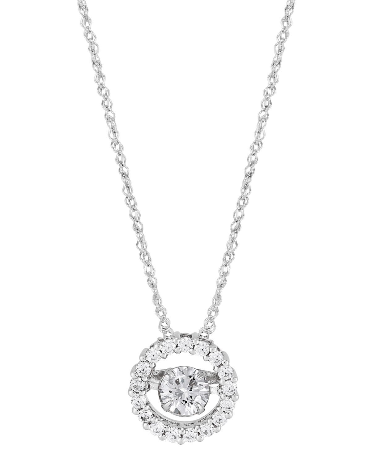 Lab Grown Diamond Openwork Halo Pendant Necklace (3/4 ct. t.w.) in 14k White Gold, 16" +2" extender - White Gold