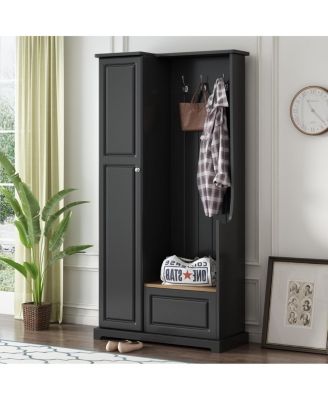 Simplie Fun Multifunctional Hall Tree With Bench and Cabinet