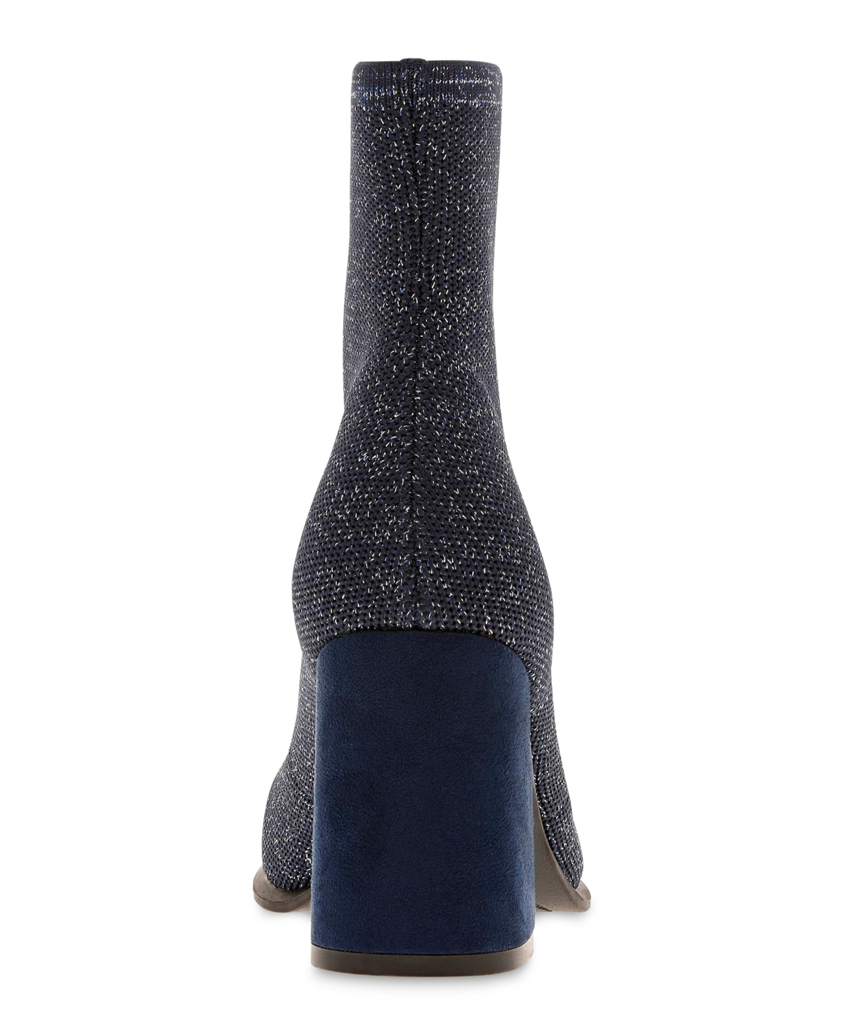 Mia Women's Piana Block Heel Knit Sock Booties -Silver Shimmer